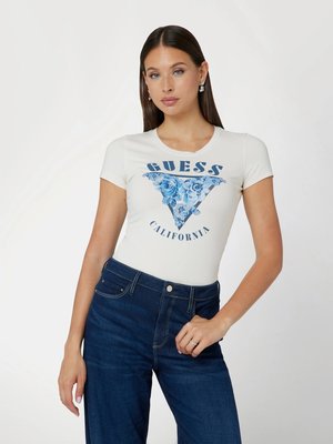 GUESS – Roses Triangle triko, Bílá barva