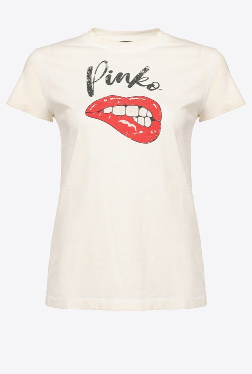 Pinko – Kiss logo triko, Bílá barva