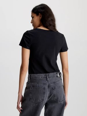 Rood triko – Calvin Klein Jeans, Černá barva Ženy