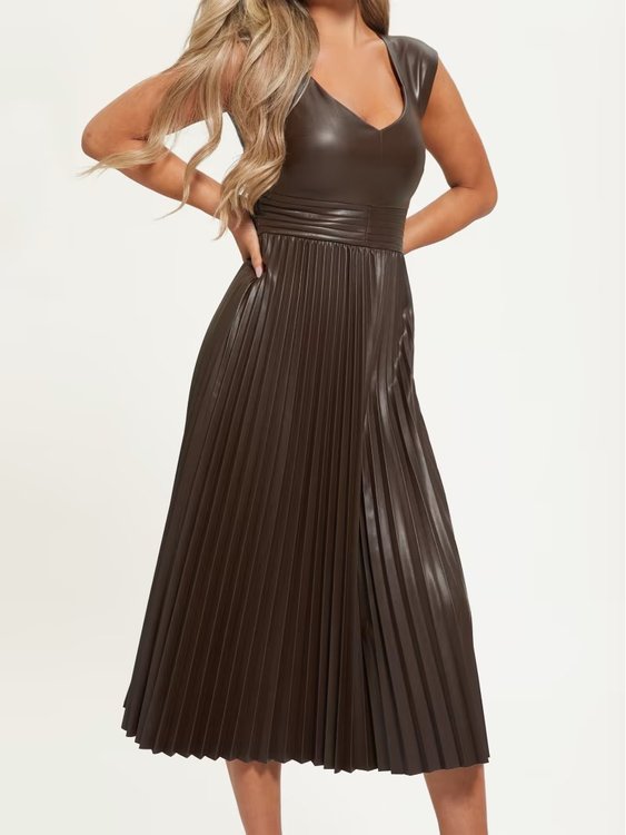 Módní Teri šaty, Hnědá barva, 2022