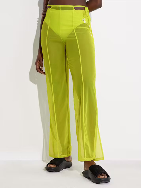Calvin Klein Jeans – Tie Detail Mesh kalhoty, Žlutá barva