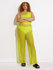 Tie Detail Mesh kalhoty Žlutá barva Ženy