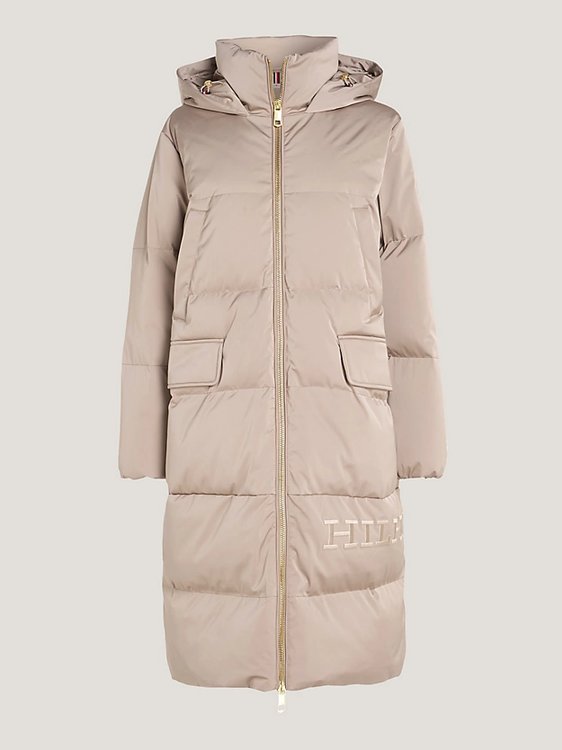 Sateen Hooded bunda Béžová barva Ženy