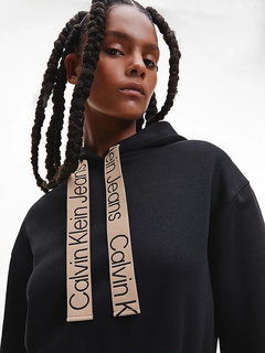 Contrast mikinové šaty Černá barva Ženy