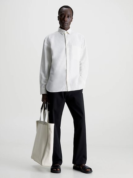 Módní Cotton Linen košile, Bílá barva, 2023