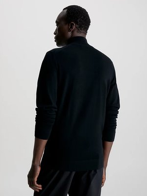Merino Quarter svetr – Calvin Klein, Černá barva Muži
