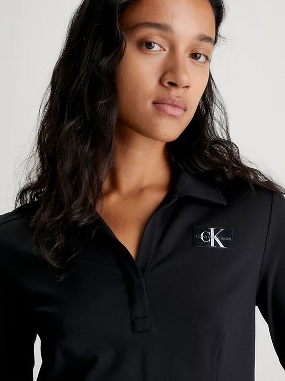 Módní Polo Collar Milano triko, Černá barva, 2024