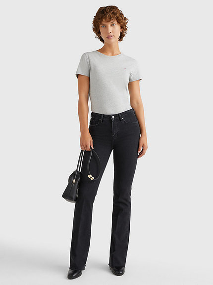 Módní Heritage Crew Neck triko, Stříbrná barva, 2023