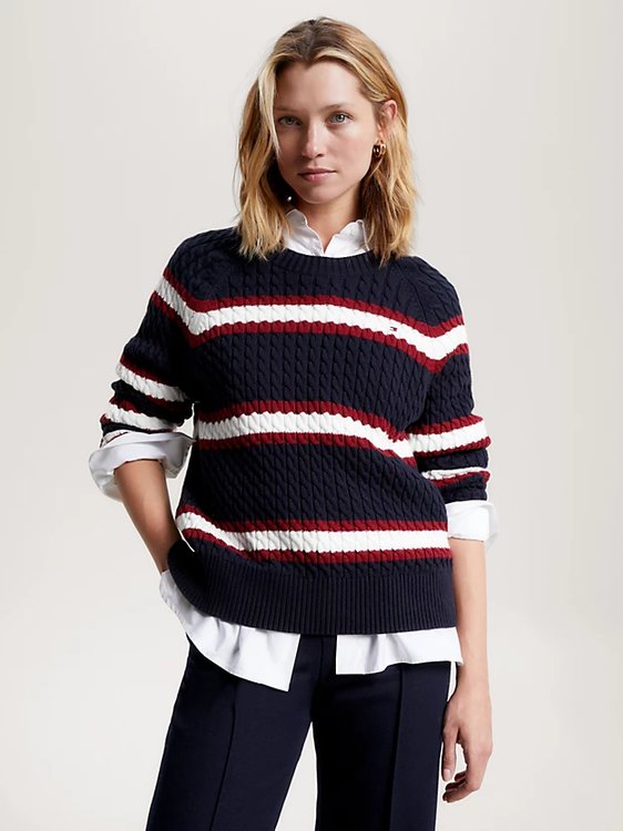 Tommy Hilfiger – Mini Cable svetr, Navy barva