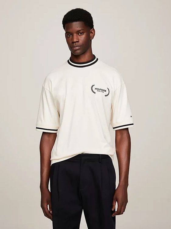 Tommy Hilfiger – Laurel Tipped triko, Krémová barva