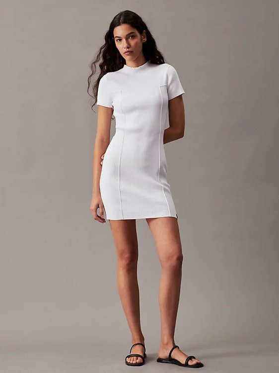 Calvin Klein Jeans – SEAMING SWEATERšaty, Bílá barva