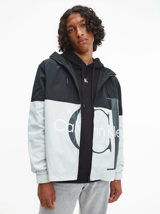 Luxusní Bold logo větrovka, Černá, Šedá barva, S, M, L, XL, XXL