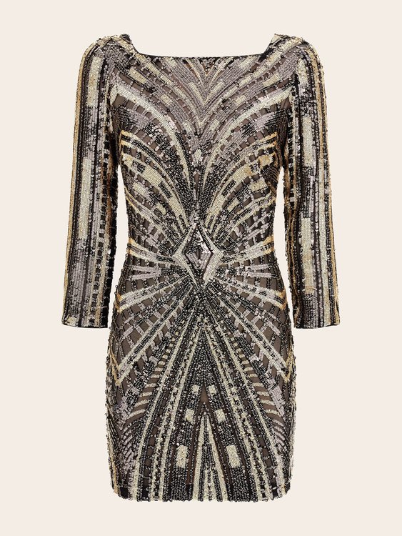 Luxusní Come To Me šaty, Černá, Hnědá barva