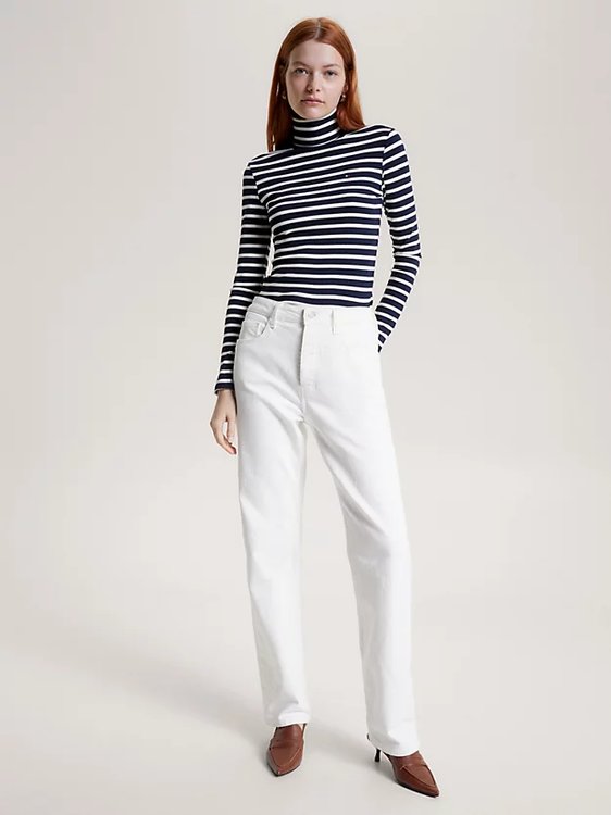 Slim Rib Roll svetr – Tommy Hilfiger, Černá barva Ženy