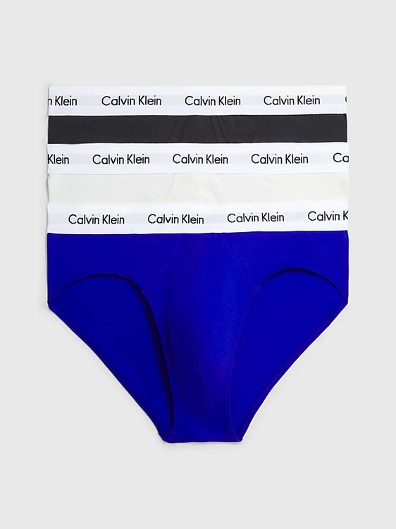 Calvin Klein Underwear – Cotton Stretch slipy 3ks, Černá, Modrá barva