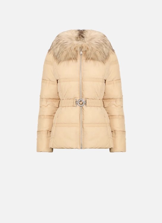 GUESS – New Marisol Short Belted bunda, Béžová barva