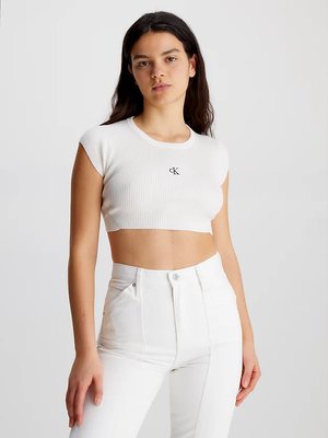 Calvin Klein Jeans – Cropped top, Bílá barva