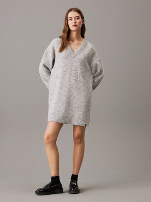 Calvin Klein Jeans – Textured Sweat šaty, Šedá barva