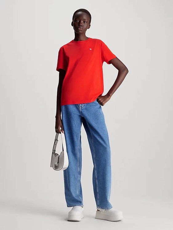 Luxusní CK Embro Badge triko, Červená barva, XS, S, M, L, XL