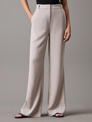 Calvin Klein – Structure Twill Wide kalhoty, Béžová, Krémová barva
