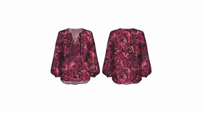 Luxusní Diamante halenka, Bordó, Červená barva, XS, S, M, L 1