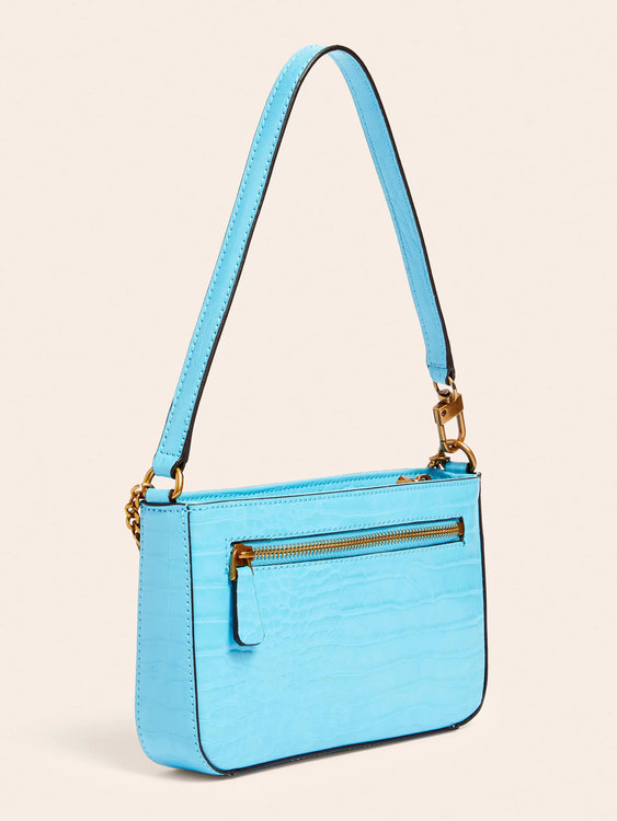 Módní Katey croc kabelka, Tyrkysová barva, 2022