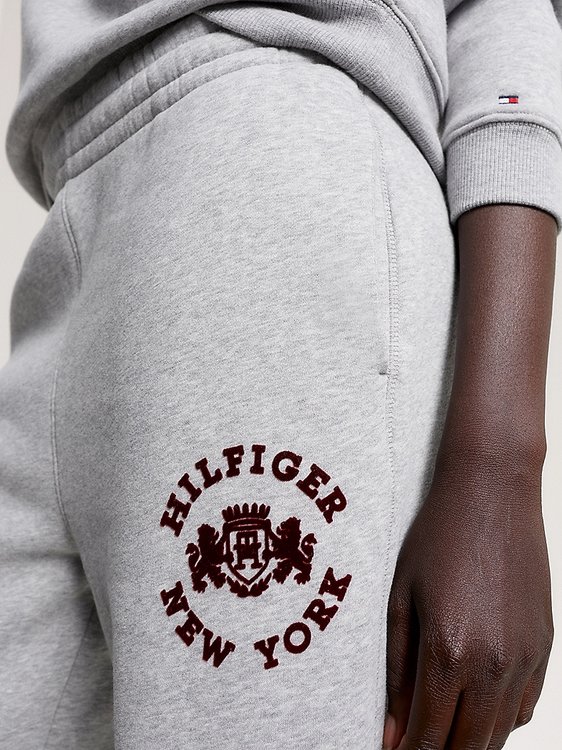 Luxusní Varsity Flock tepláky, Šedá barva, M