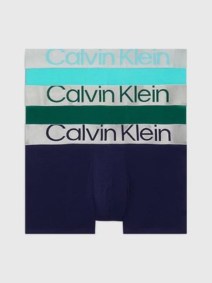 Calvin Klein Underwear – CK Steel Cotton boxery 3ks, Modrá, Zelená barva