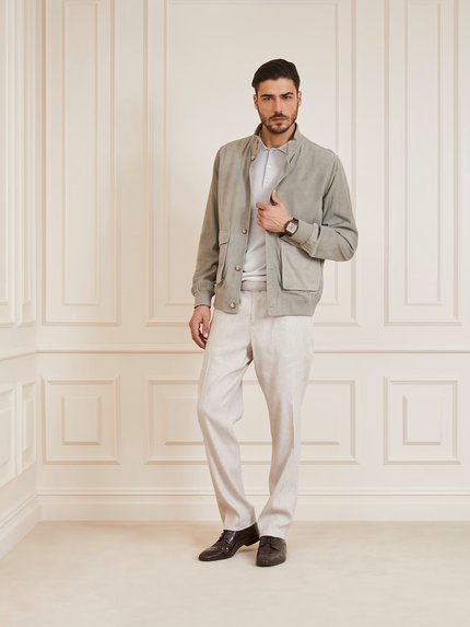 Módní Real Suede bunda, Khaki, Zelená barva, 2023