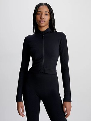 Calvin Klein Performance – Seamless Zip Up mikina, Černá barva