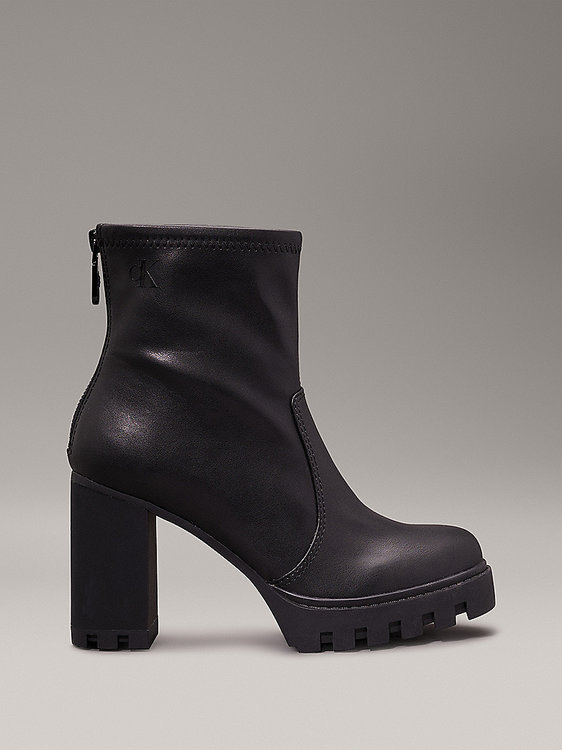 Calvin Klein Jeans – Heel Platform kozačky krátké, Černá barva