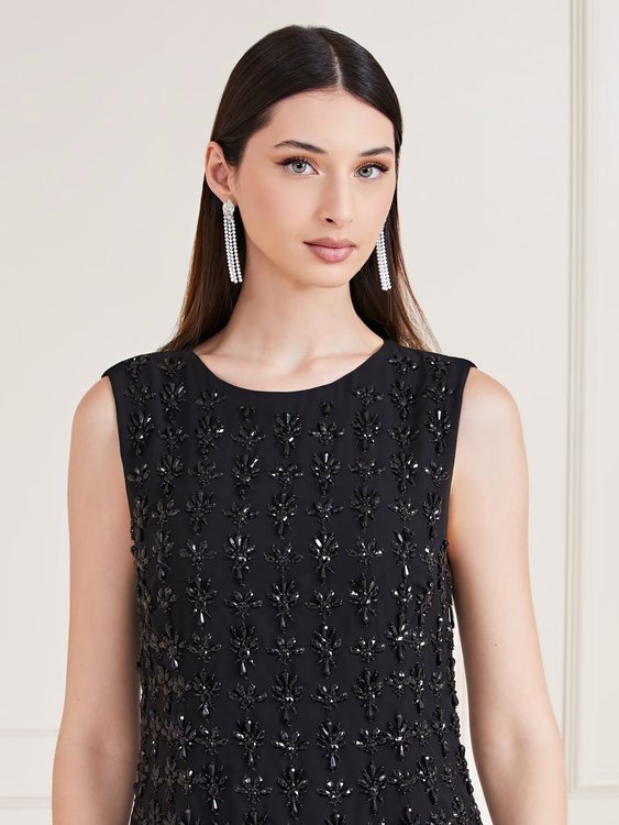 Módní Jeanie šaty, Černá barva, 2023