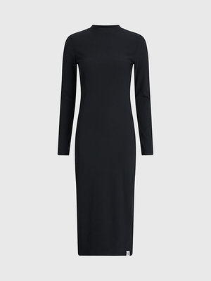 Tab Sleeve Split šaty – Calvin Klein Jeans, Černá barva Ženy