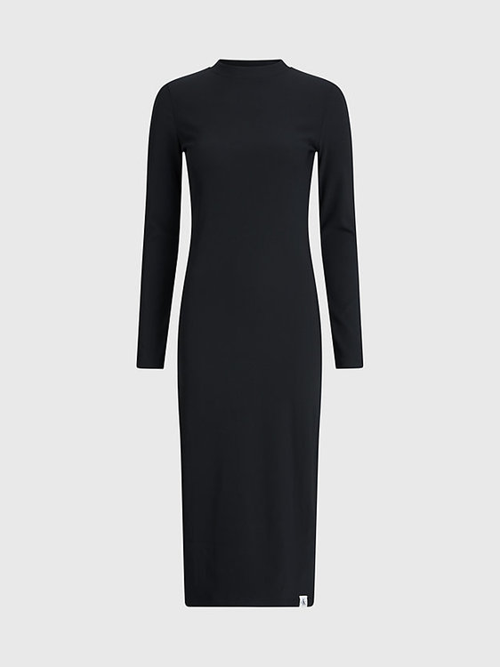 Tab Sleeve Split šaty – Calvin Klein Jeans, Černá barva Ženy