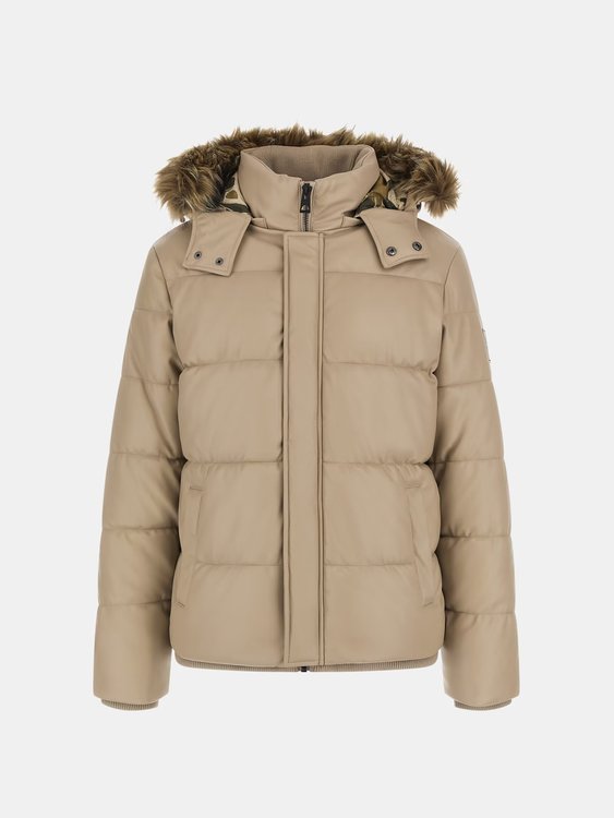 Luxusní Stretch Puffa bunda, Béžová barva, L