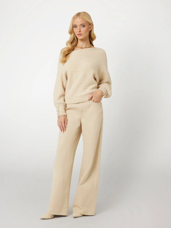 Off-shoulder wool svetr – GUESS, Krémová barva Ženy