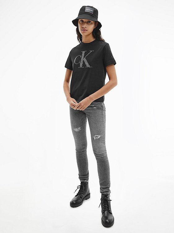 Logo tričko – Calvin Klein Jeans, Černá barva Ženy