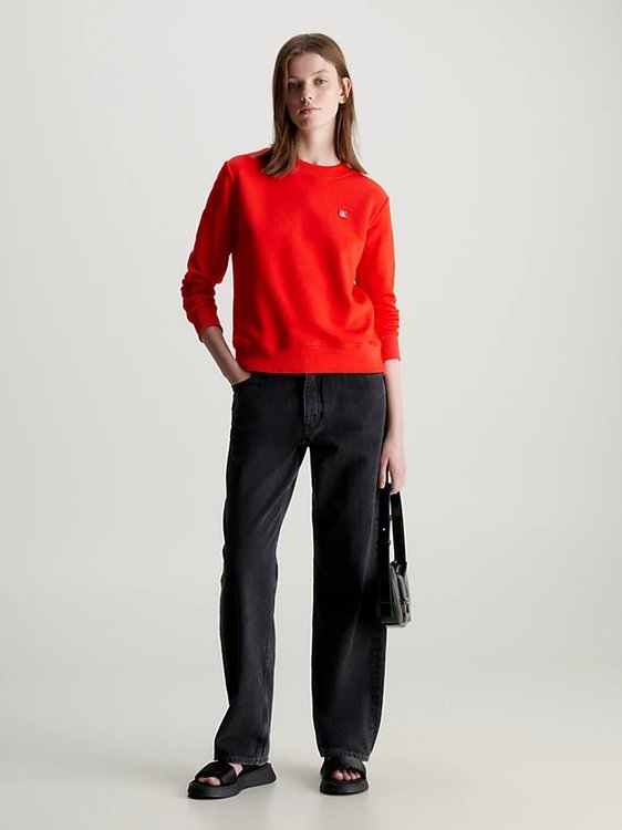 Luxusní CK Embro Badge mikina, Červená barva, XS, S, M, L