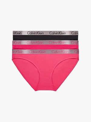 Calvin Klein Underwear – Radiant Cotton bikiny 3ks, Černá, Růžová barva