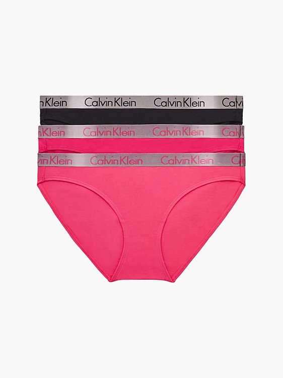 Calvin Klein Underwear – Radiant Cotton bikiny 3ks, Černá, Růžová barva