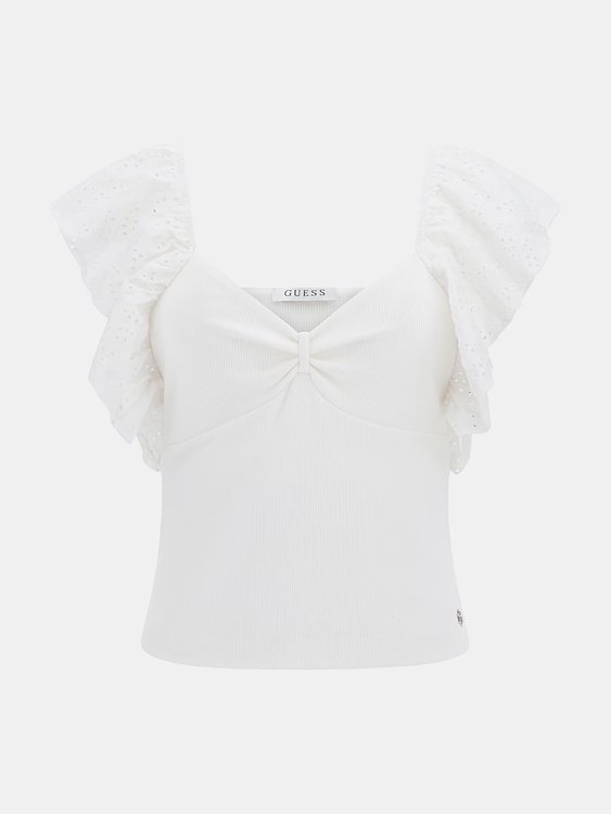 Luxusní Ruffle top, Bílá barva, XS, S, M, L