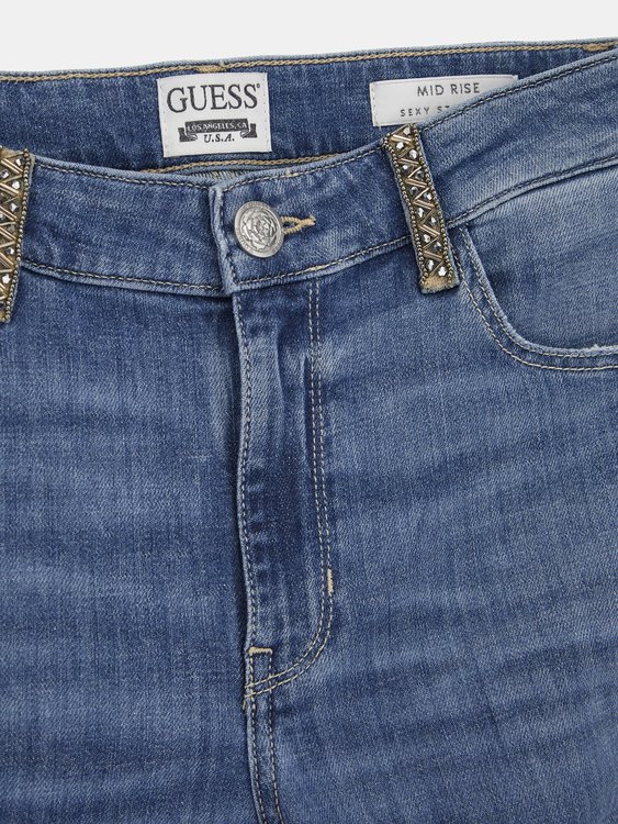 Mid Rise Straight jeans Modrá barva Ženy