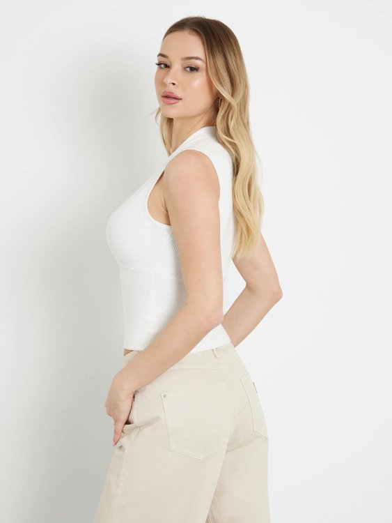 Módní Surplice Delia svetr, Bílá barva, 2024