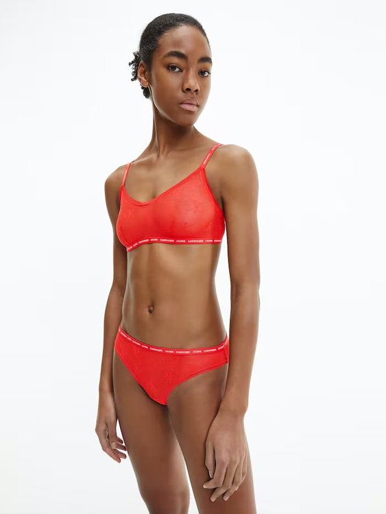 CK One Logo Mesh braletka – Calvin Klein Underwear, Červená barva Ženy