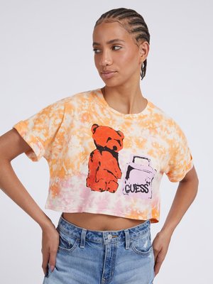 GUESS – Teddy Crop triko, Oranžová barva