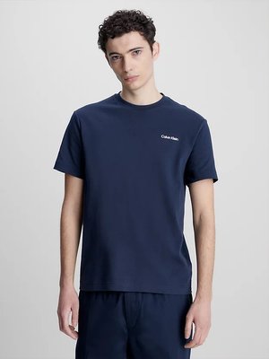 Calvin Klein – MICRO LOGO INTERLOCK triko s/s, Modrá barva