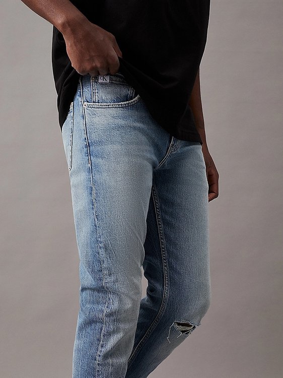 Módní Slim Taper jeans, Modrá barva, 2024