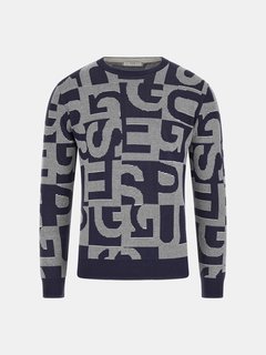 Modrá, Multi barva, Denny Allover Logo svetr