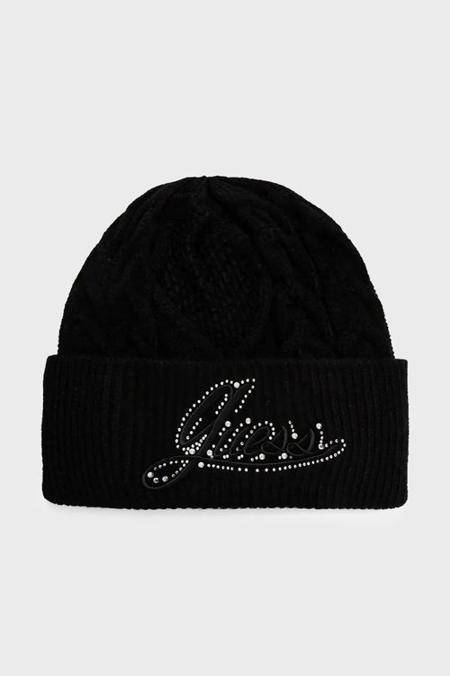 GUESS – Roselyn Beanie Swtr čepice, Černá barva