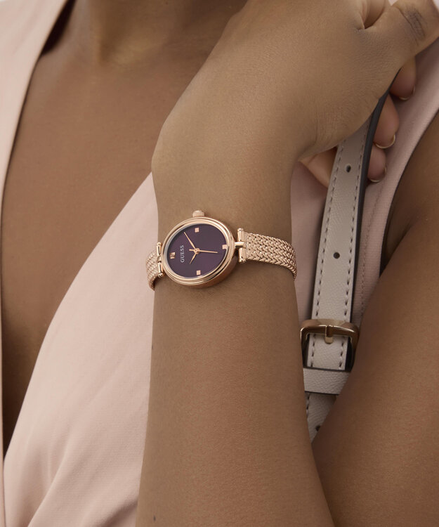 GUESS, Růžové zlato, Vínová barva Ruby hodinky